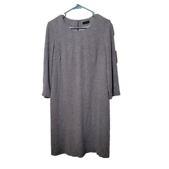 Peserico Dress 44 Chevron Long Sleeve Classic Designer Italian Made Gray Capsule - Picture 1 of 13